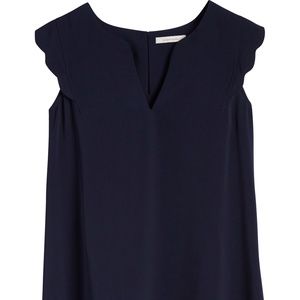 41 Hawthorn Scallop Trim Navy Blouse